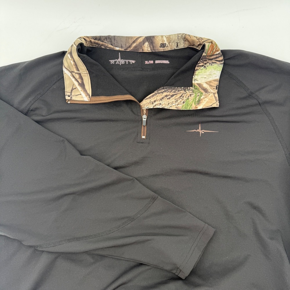 Habit Mens‎ XL Quarter Zip Performance Shirt Scent-Factor Black Camo PT1350 - Picture 6 of 7